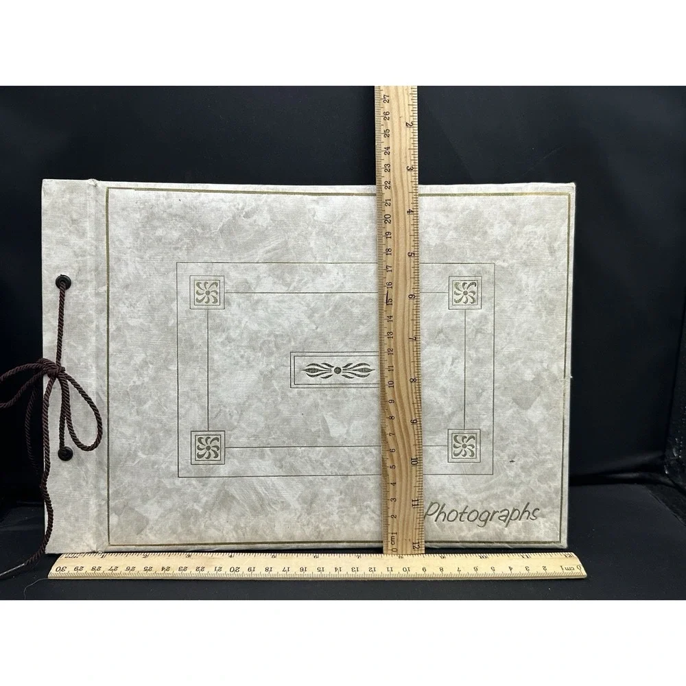 Vintage Springfield‎ Photo Album White Marble 14pgs black album paper